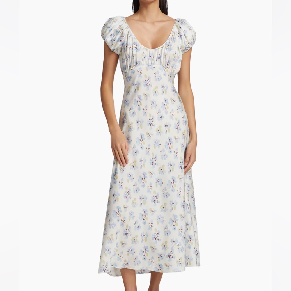 DÔEN Florencia Silk-Blend Midi-Dress NWT